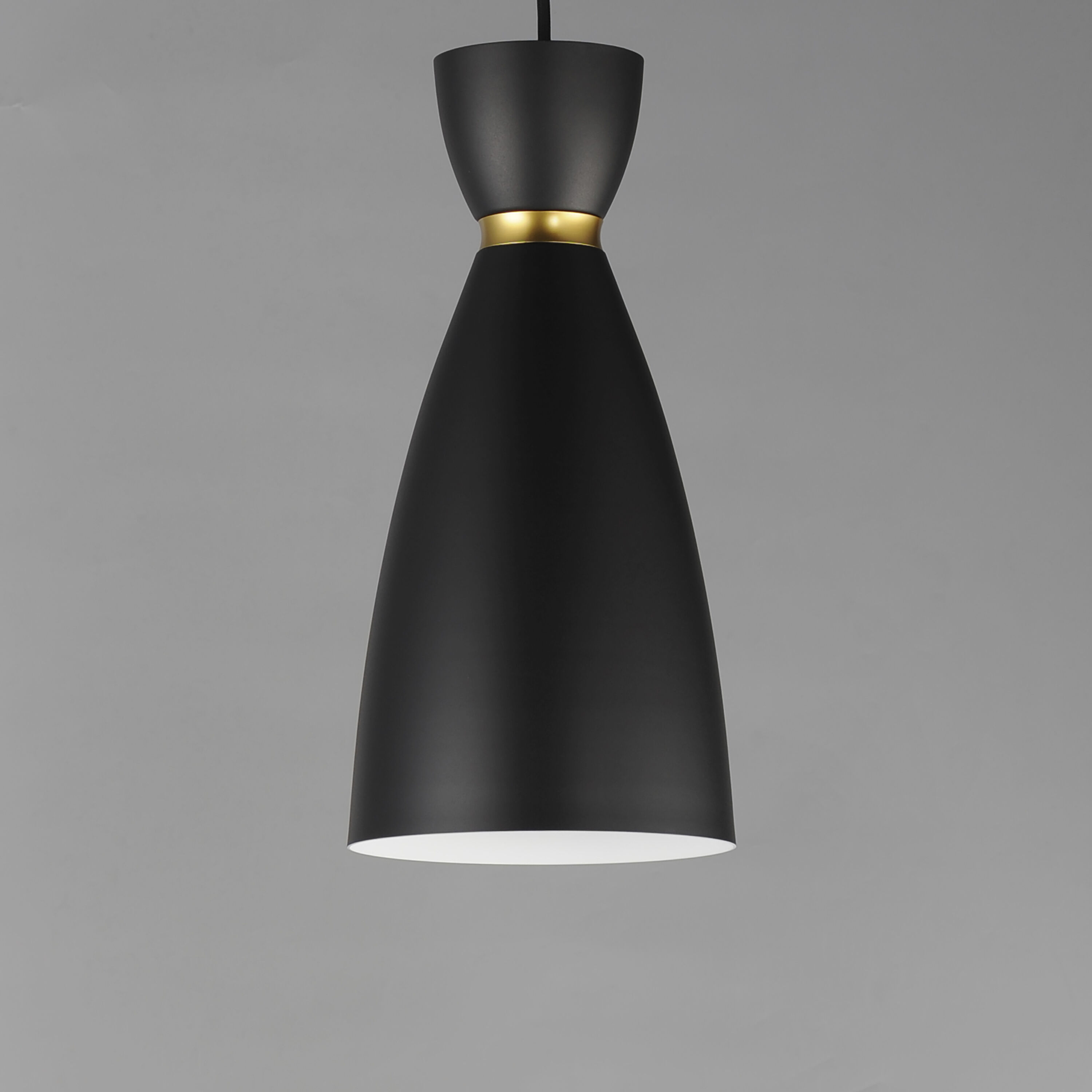 Carillon 1 Light 7 inch Black with Satin Brass Mini Pendant Ceiling Light in Black and Satin Brass, Elongated