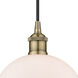 Edison Athens LED 8 inch Antique Brass Mini Pendant Ceiling Light