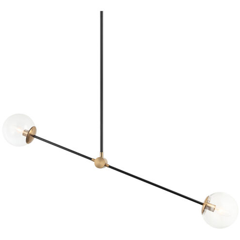 Cosmic 2 Light 5.88 inch Aged Gold Brass Pendant Ceiling Light in Aged Gold Brass and Clear