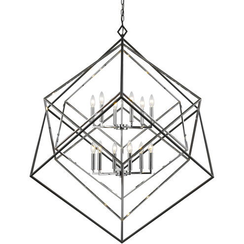 Euclid 12 Light 47.5 inch Chrome and Matte Black Chandelier Ceiling Light
