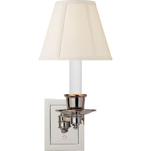Swing Arm Sconce 7 inch 40.00 watt Polished Nickel Swing Arm Sconce Wall Light in Linen 1