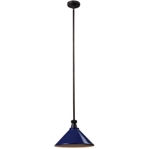 Boulton 1 Light 14 inch Oil Rubbed Bronze with Dark Blue Pendant Ceiling Light