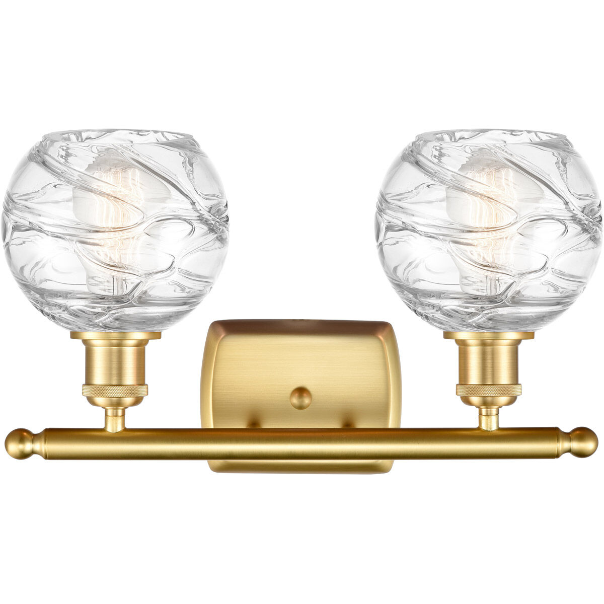 Ballston Small Deco Swirl 2 Light 16 inch Satin Gold Bath Vanity Light Wall Light, Ballston