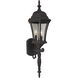 Curved Glass 3 Light 24 inch Textured Black Outdoor Wall Mount, Small