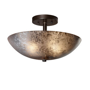 Fusion LED 14 inch Antique Brass Semi-Flush Ceiling Light in 2000 Lm LED, Opal Fusion