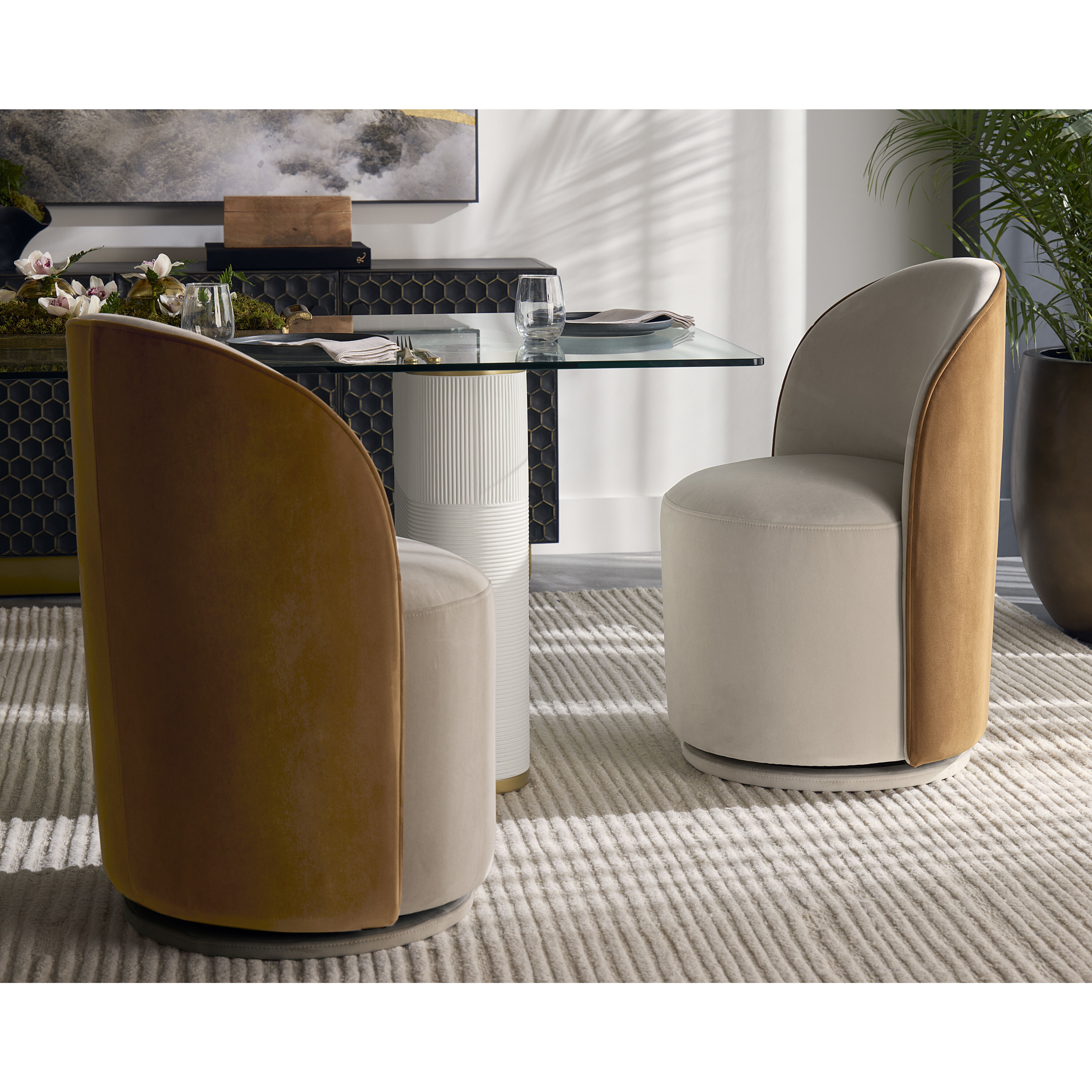 Cavoli Meg Taupe / Meg Gold Swivel Dining Chair, Swivel