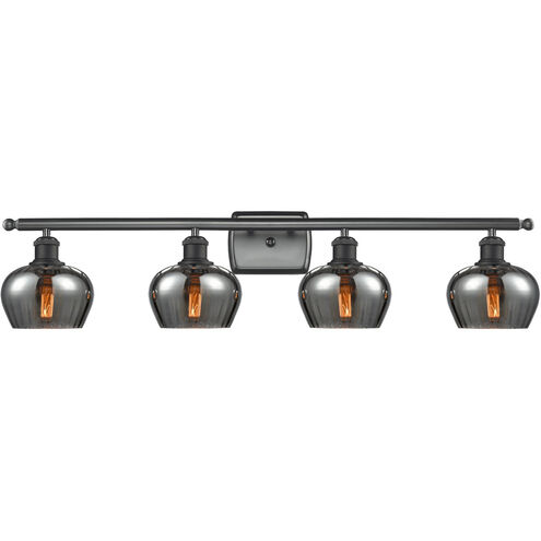 Ballston Fenton 4 Light 36 inch Matte Black Bath Vanity Light Wall Light in Plated Smoke Glass, Ballston