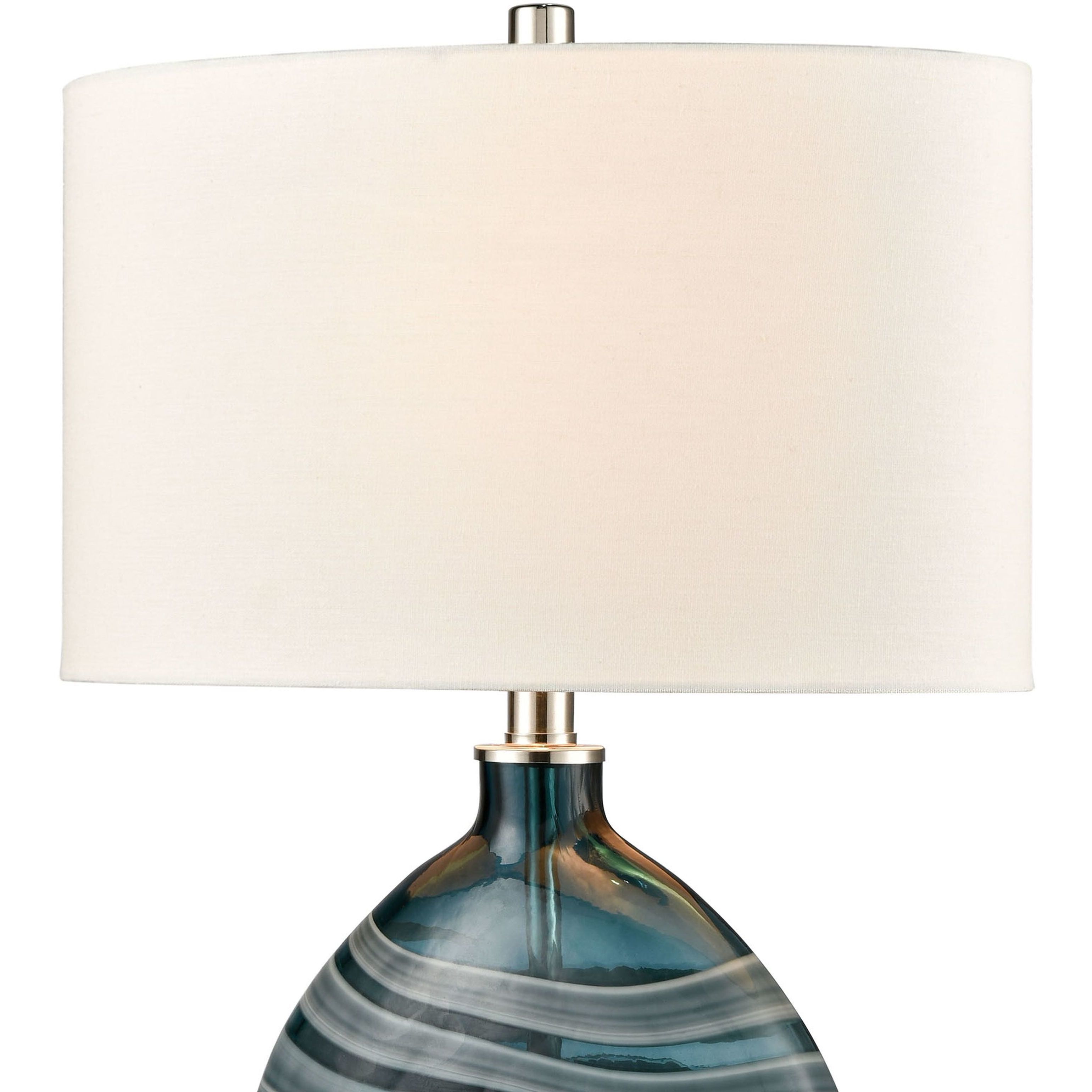 Portview 22 inch 60 watt Blue with Polished Nickel Table Lamp Portable Light