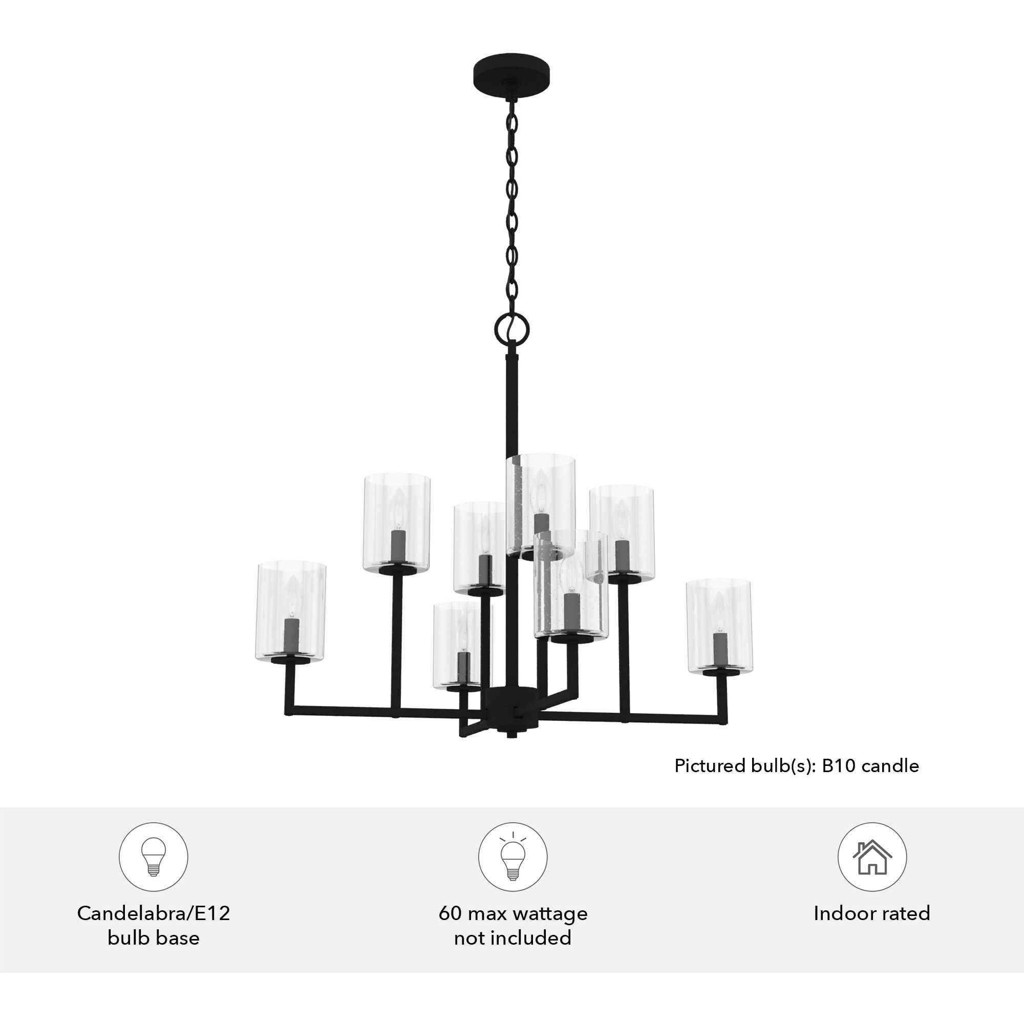 Kerrison 8 Light 30.5 inch Natural Black Iron Chandelier Ceiling Light
