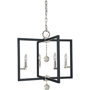 Minimalist Elegant 4 Light 22 inch Polished Nickel/Matte Black Dining Chandelier Ceiling Light