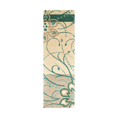 Athena 96 X 30 inch Dark Green/Teal/Taupe/Cream Rugs, Runner