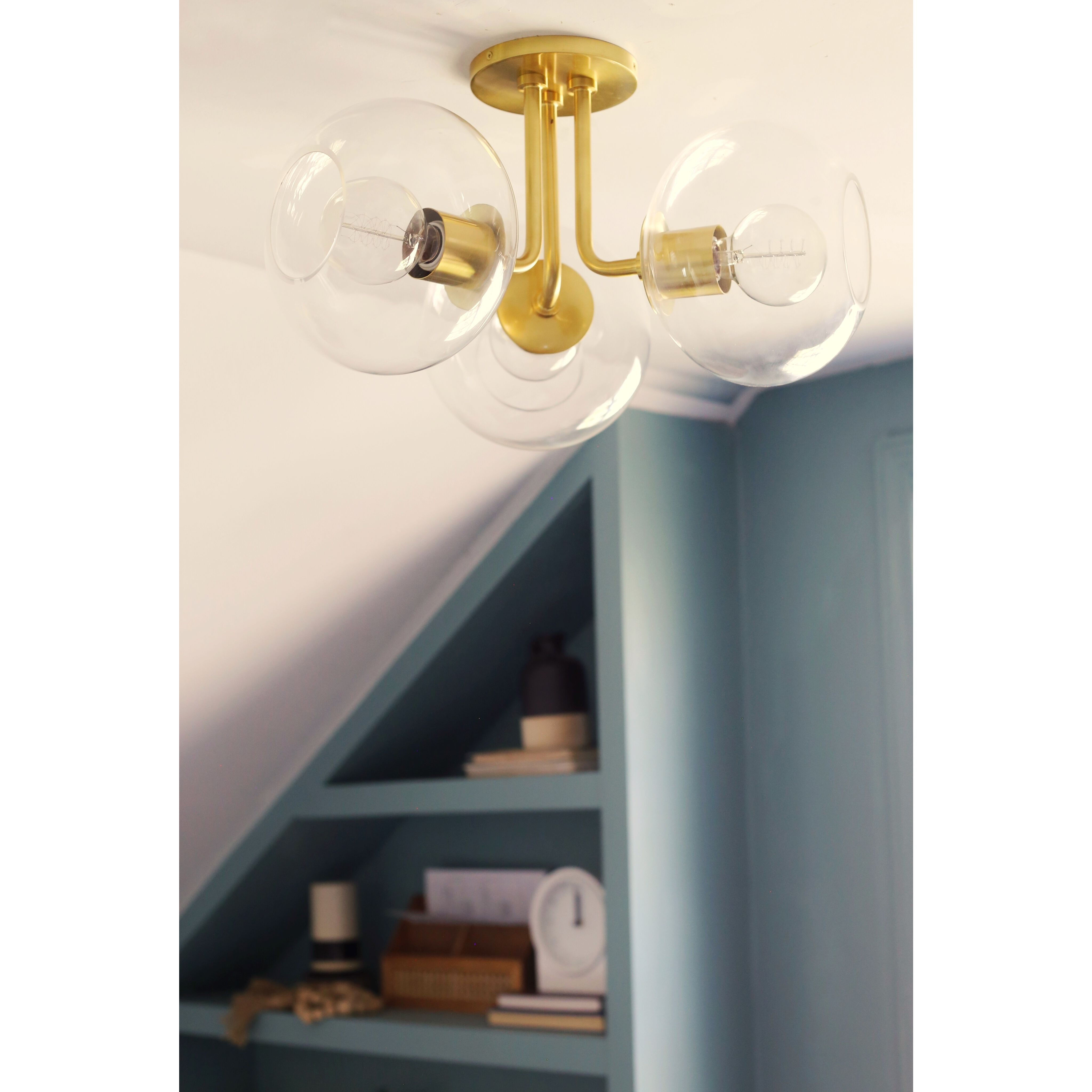 Margot 3 Light 20 inch Aged Brass Semi Flush Ceiling Light