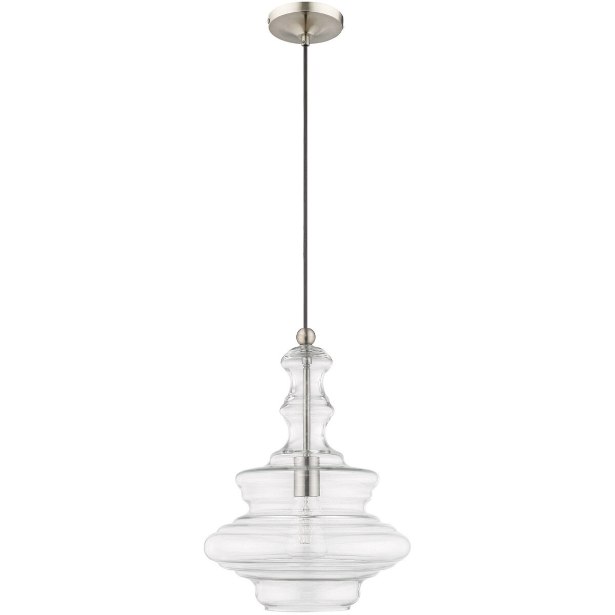 Art Glass 1 Light 12 inch Brushed Nickel Mini Pendant Ceiling Light