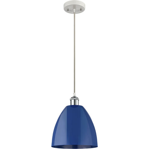 Ballston Plymouth Dome 1 Light 9 inch White and Polished Chrome Mini Pendant Ceiling Light in Matte Blue