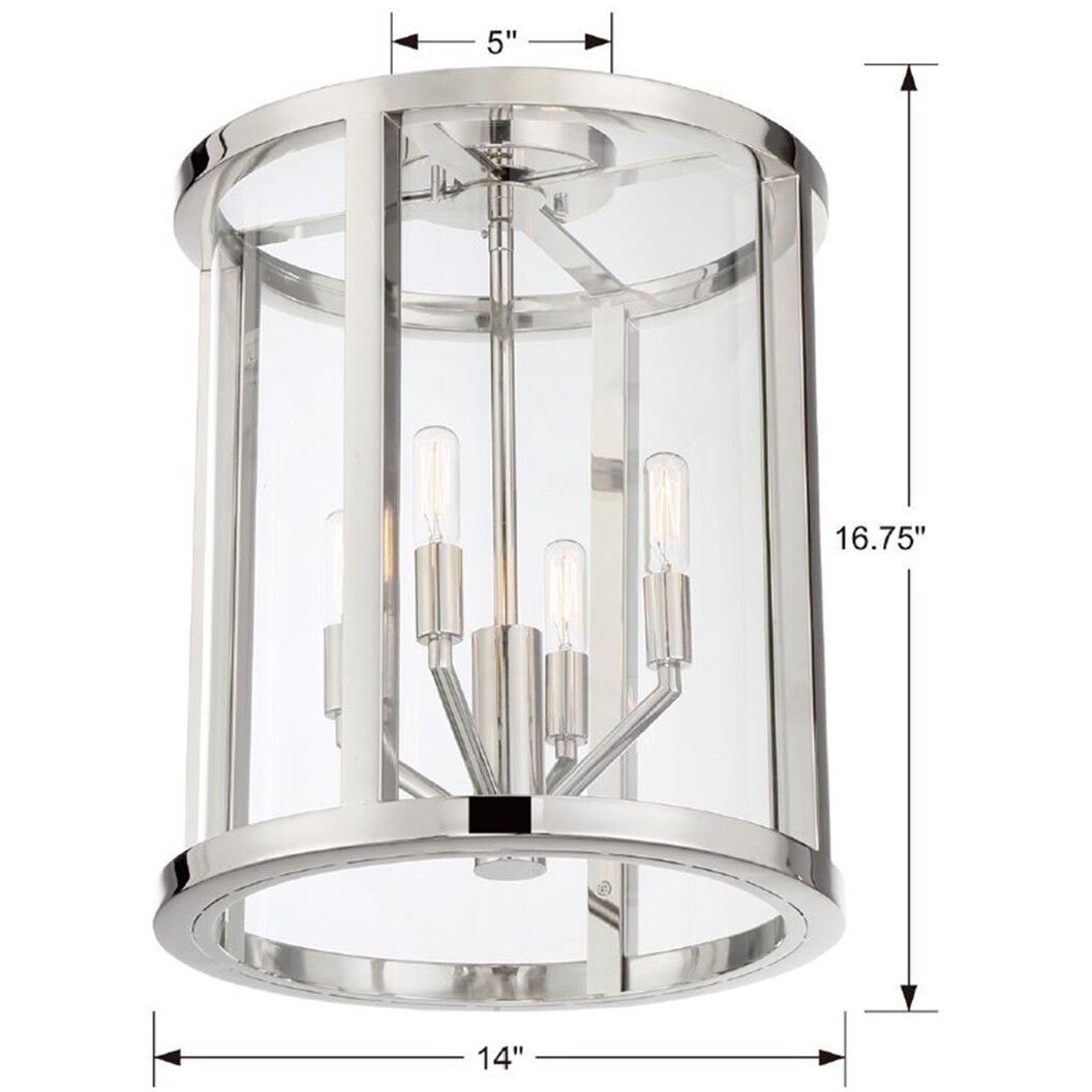 Devon 4 Light 14 inch Polished Nickel Semi Flush Ceiling Light