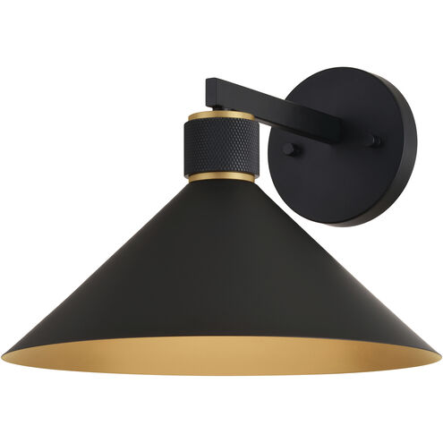 Dunbar LED 9.5 inch Matte Black and Gold Outdoor Wall