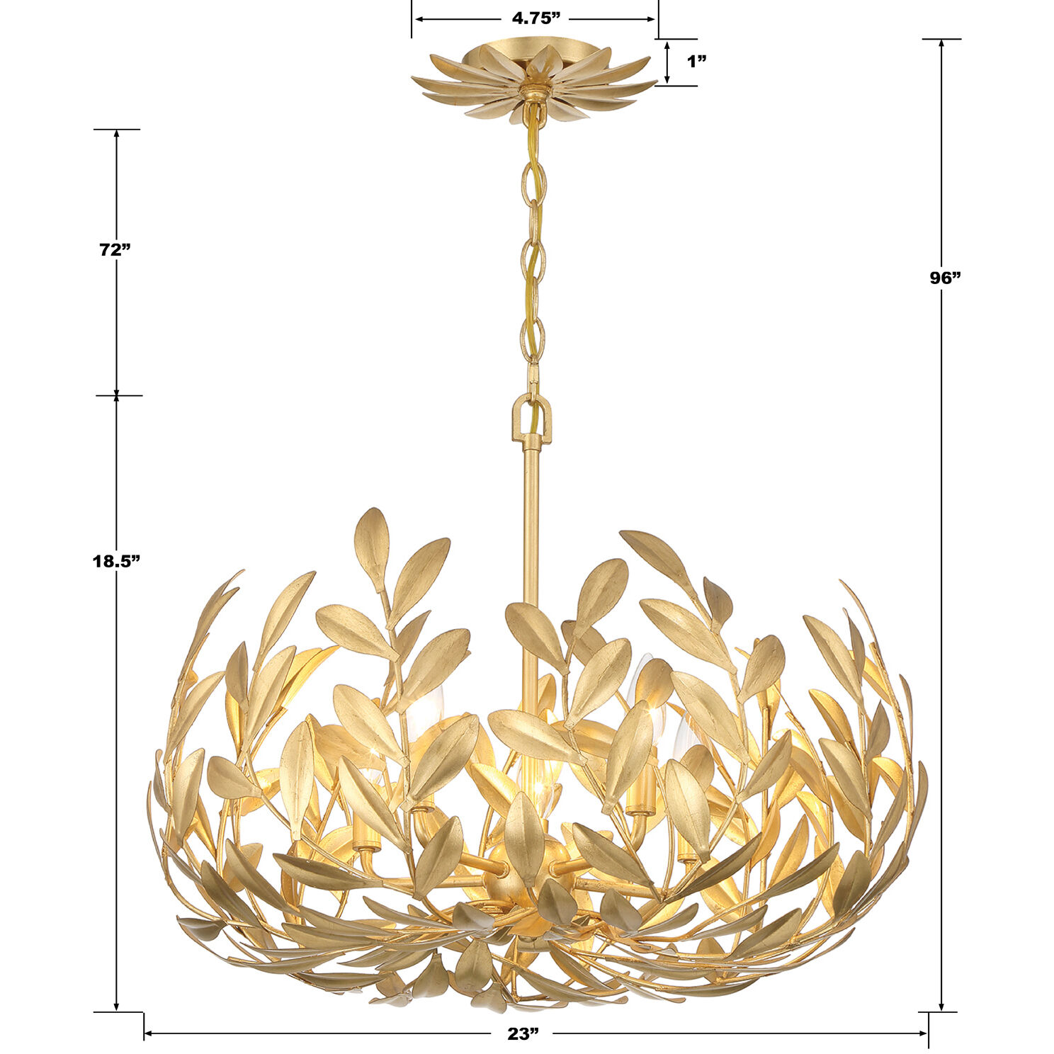 Broche 5 Light 23 inch Antique Gold Chandelier Ceiling Light