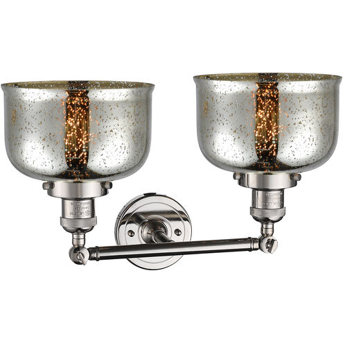 Franklin Restoration Large Bell LED 18 inch Polished Nickel Bath Vanity Light Wall Light in Silver Plated Mercury Glass, Franklin Restoration