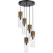 Spheroid 5 Light 15 inch Black and Wood Pendant Ceiling Light