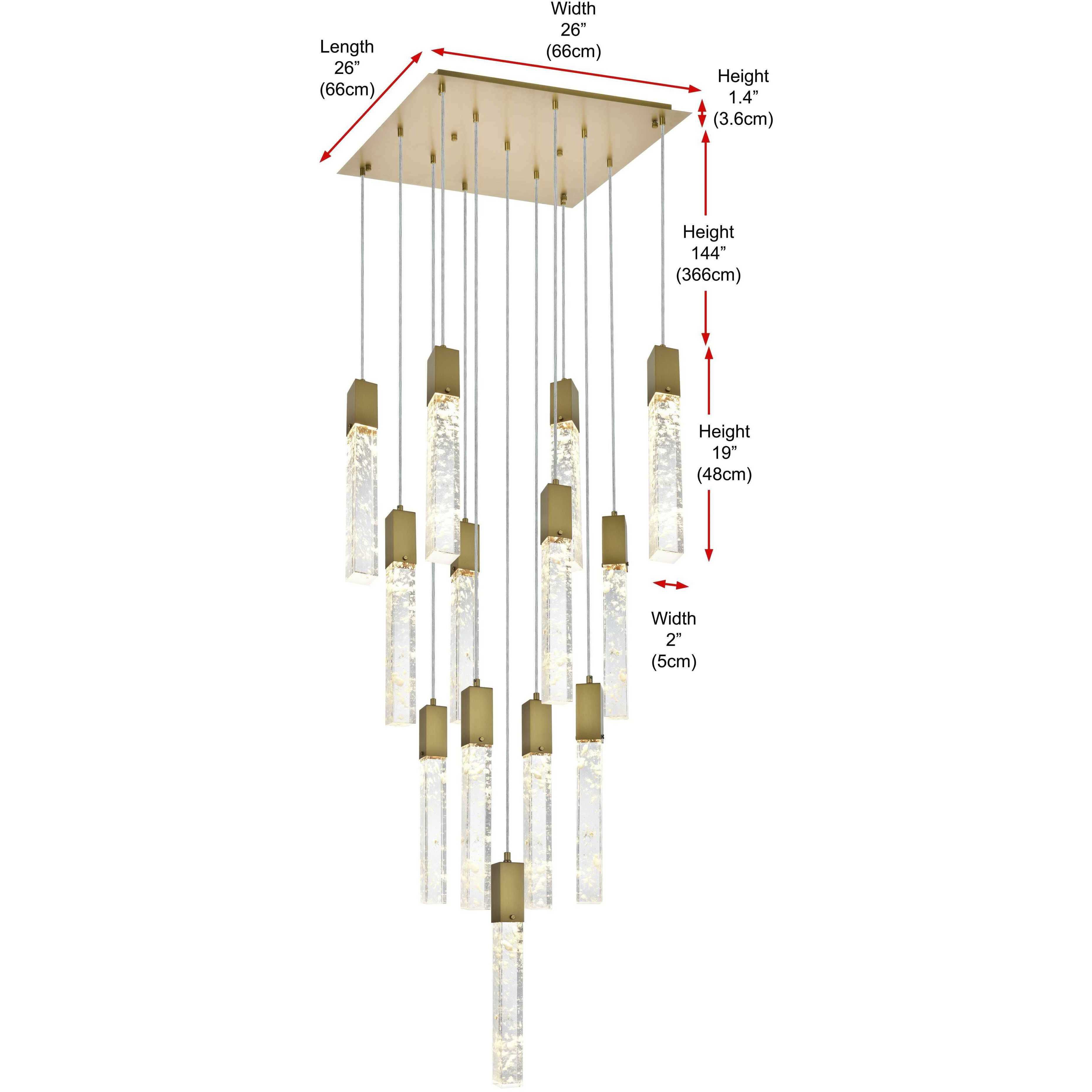 Aurora 13 Light 26 inch Satin Gold Pendant Ceiling Light