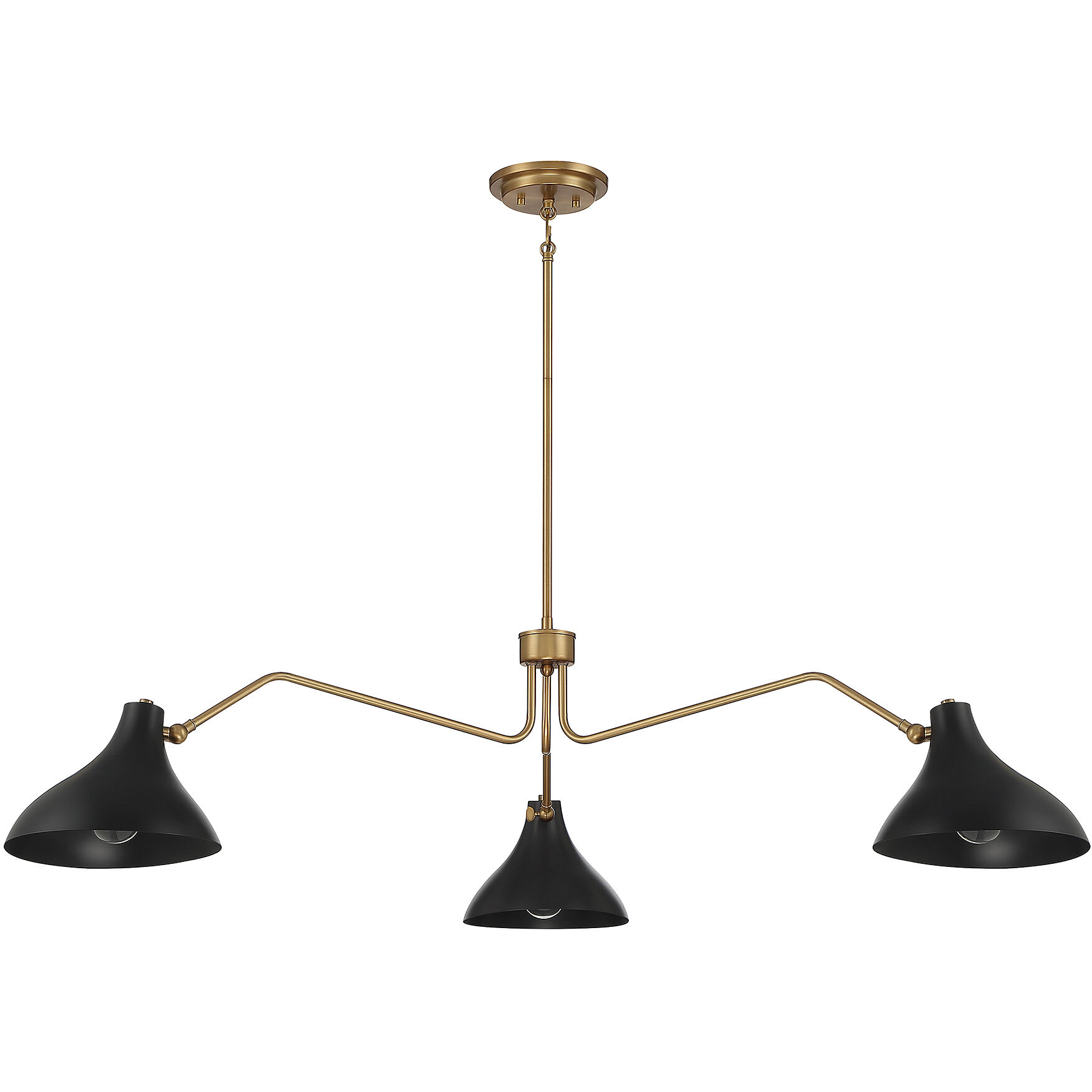 Vintage 3 Light 48 inch Matte Black with Natural Brass Pendant Ceiling Light