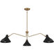 Vintage 3 Light 48 inch Matte Black with Natural Brass Pendant Ceiling Light