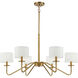 Transitional 6 Light 42 inch Natural Brass Chandelier Ceiling Light