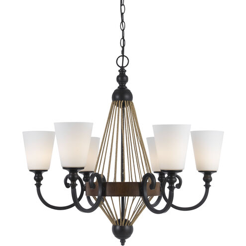 Monticello 6 Light 30 inch Metal and Wood Chandelier Ceiling Light