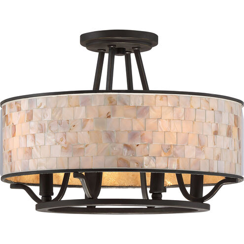 Aristocrat 4 Light 16 inch Palladian Bronze Semi-Flush Mount Ceiling Light, Naturals