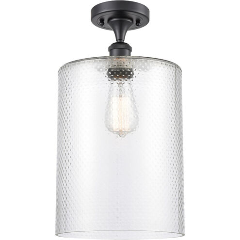 Ballston Large Cobbleskill LED 9 inch Matte Black Semi-Flush Mount Ceiling Light in Clear Glass, Ballston