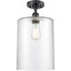 Ballston Large Cobbleskill LED 9 inch Matte Black Semi-Flush Mount Ceiling Light in Clear Glass, Ballston