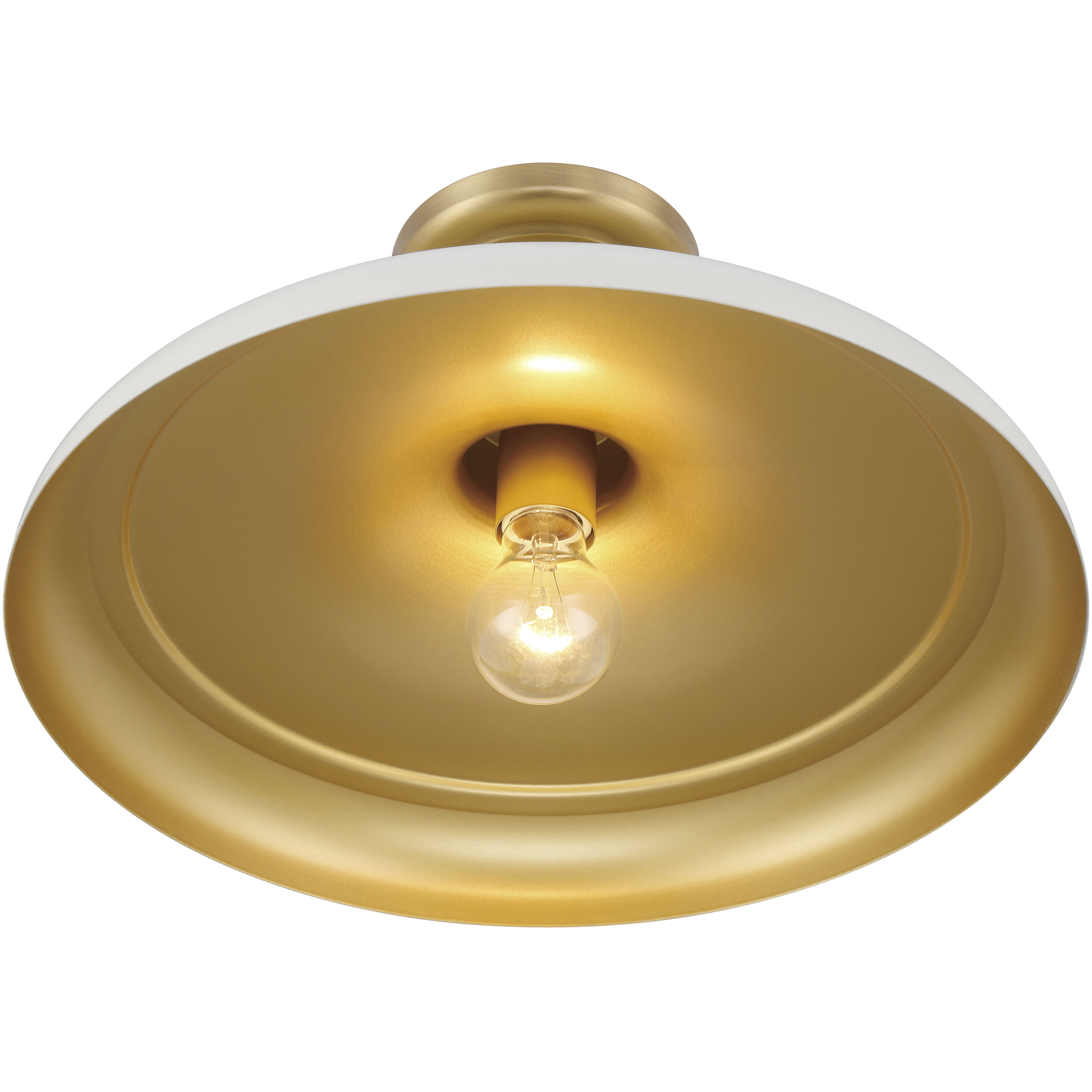 Crowne 1 Light 16 inch Legacy Brass and Off White Cream Semi Flush Ceiling Light