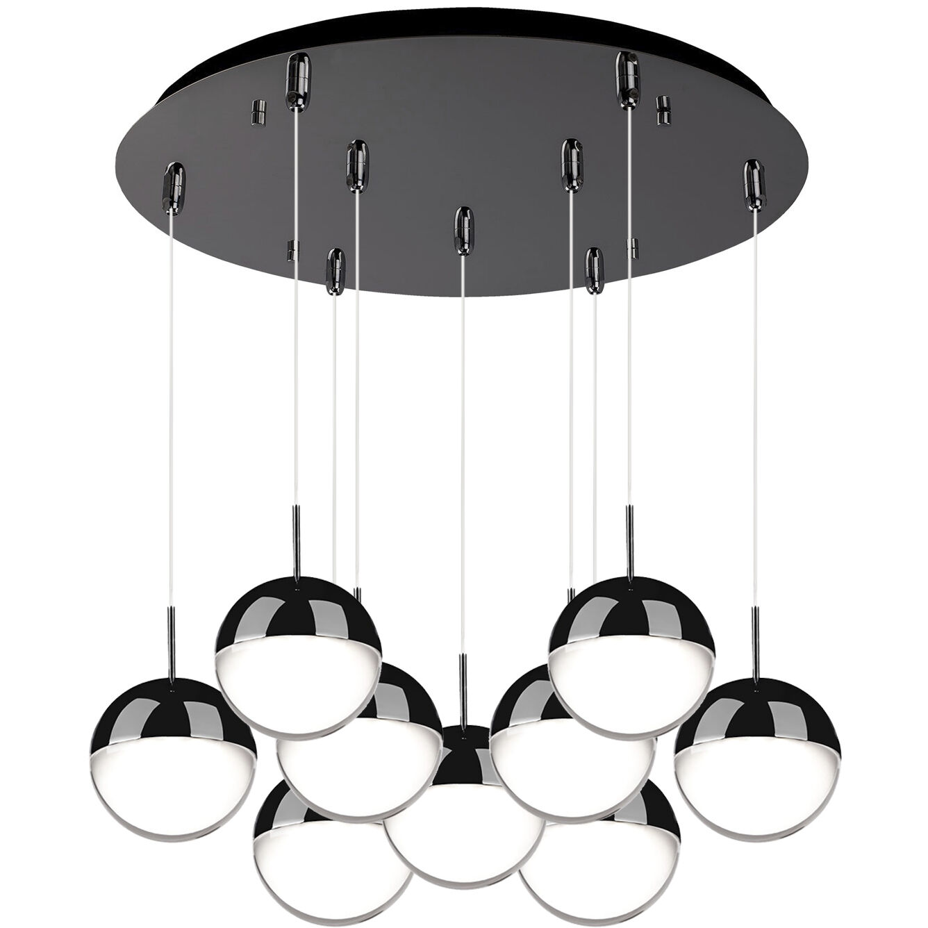 Pluto Multi Pendant Ceiling Light in Black Chrome