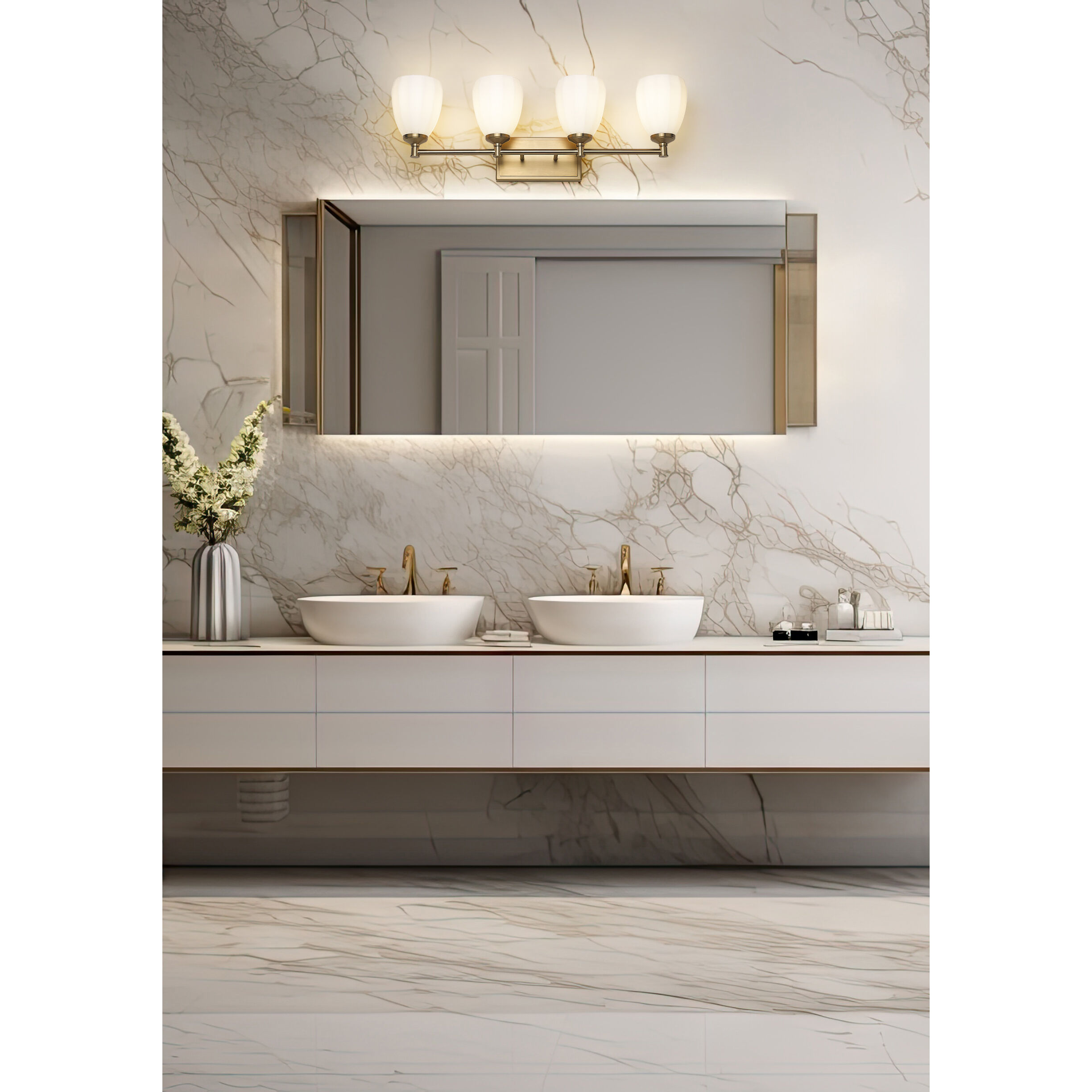 Oren 4 Light 31 inch Modern Gold Bath Vanity Light Wall Light