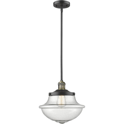 Franklin Restoration Oxford 1 Light 12 inch Black Antique Brass Mini Pendant Ceiling Light in Incandescent, Seedy, Franklin Restoration
