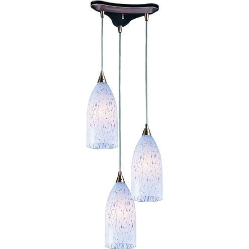 Verona 3 Light 13 inch Satin Nickel Mini Pendant Ceiling Light in Snow White Glass