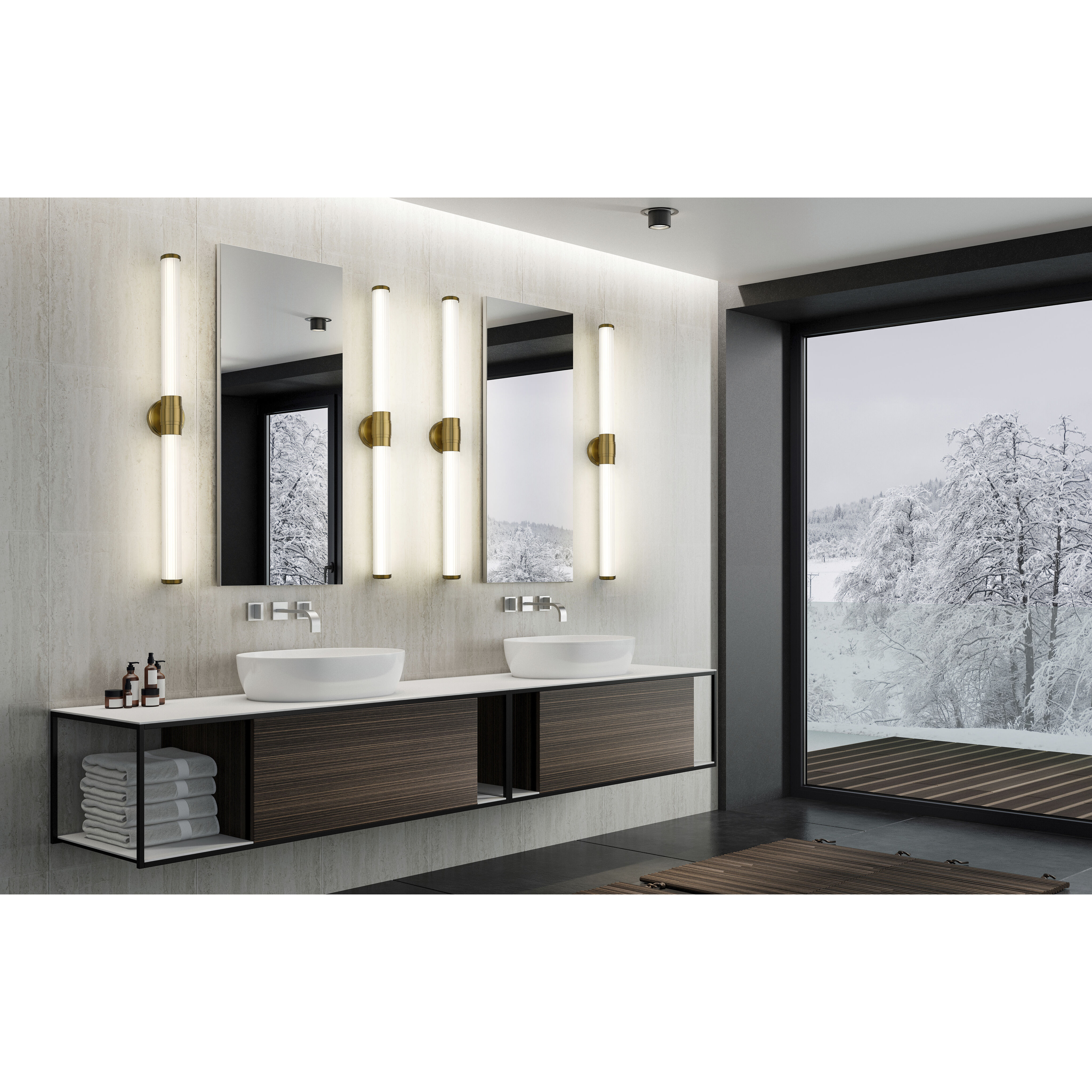 Warwick LED 40.25 inch Modern Gold Bath Vanity Wall Light