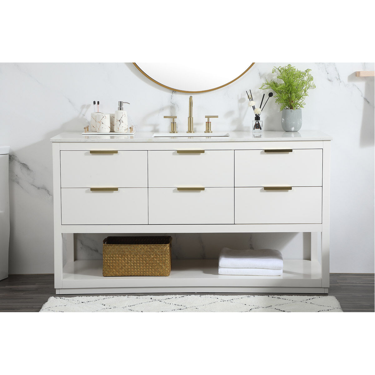 Larkin 60 X 22 X 34 inch White Vanity Sink Set