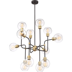 Pierre 12 Light 43 inch Polished Brass and Matte Black with Glass Chandelier Ceiling Light 