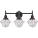 Caden 3 Light 26 inch Matte Black Bath Vanity Light Wall Light in Seedy Glass