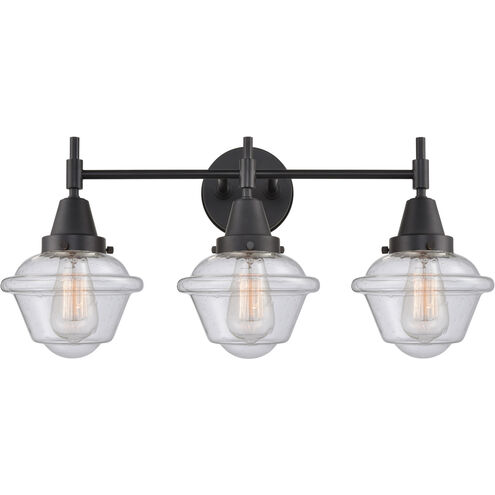 Caden 3 Light 26 inch Matte Black Bath Vanity Light Wall Light in Seedy Glass
