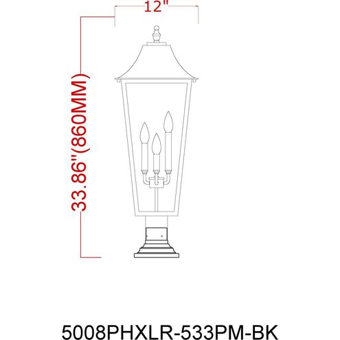 Gannon 3 Light 33.5 inch Black Outdoor Pier Mounted Fixture in G9
