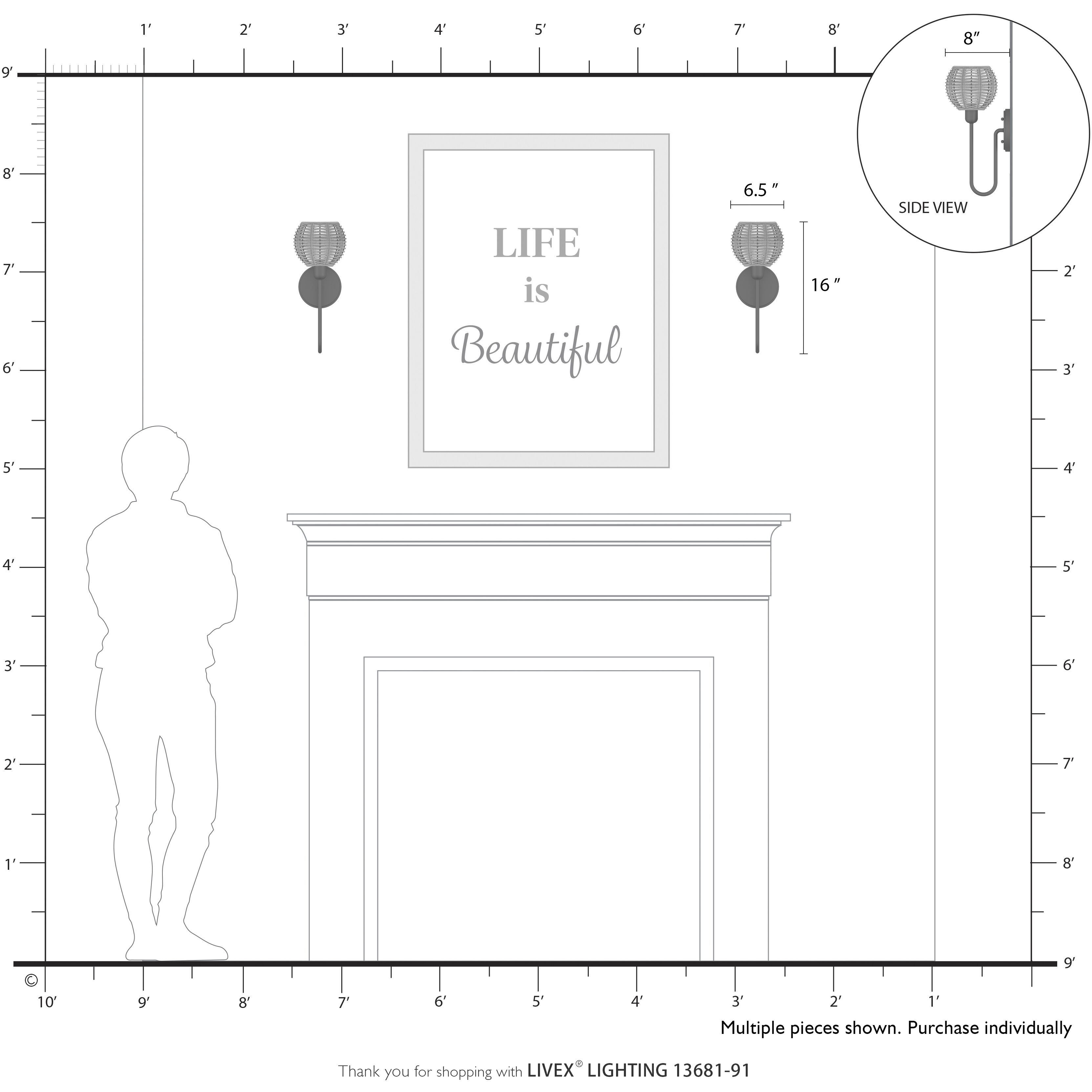 Summervine Wall Sconce Wall Light in Brushed Nickel, Single