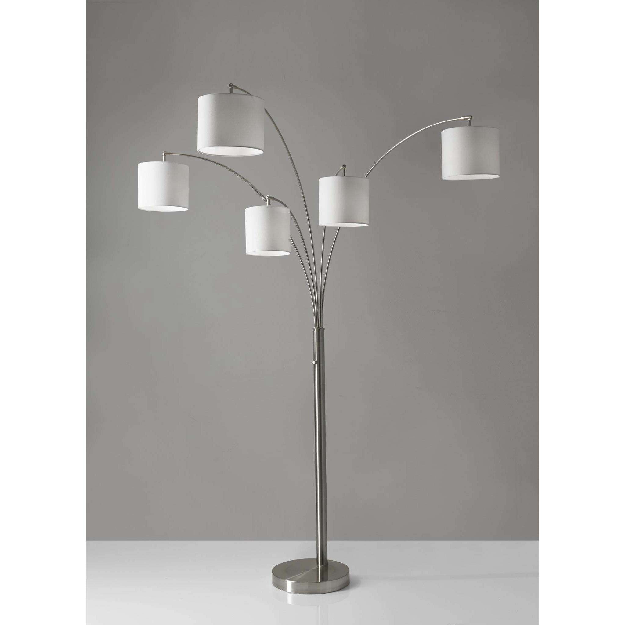 Adesso 4239 22 Trinity 82 inch 60 watt Brushed Steel Arc Lamp Portable Light 5 Arm