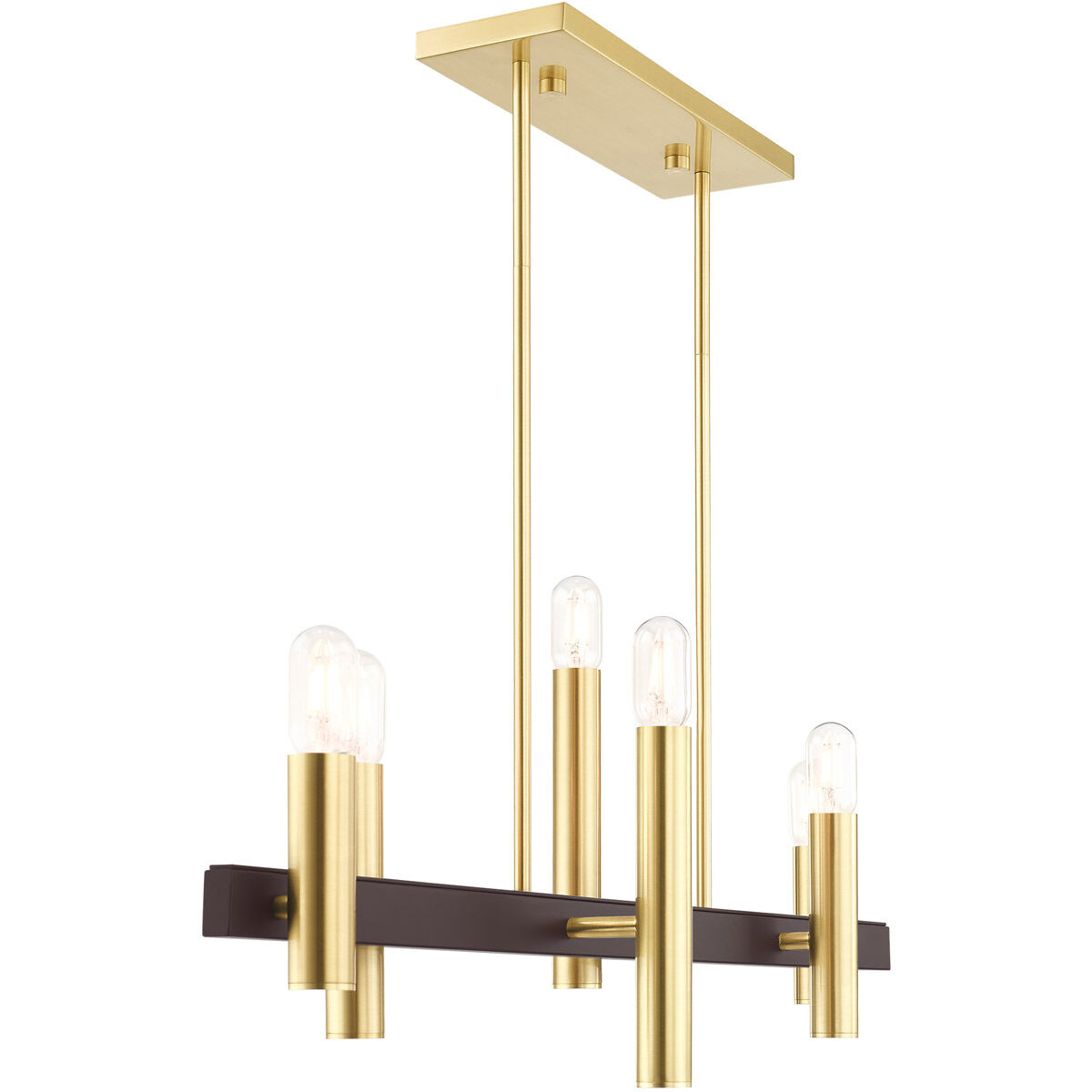 Helsinki 6 Light 8.25 inch Satin Brass with Bronze Accents Chandelier Ceiling Light