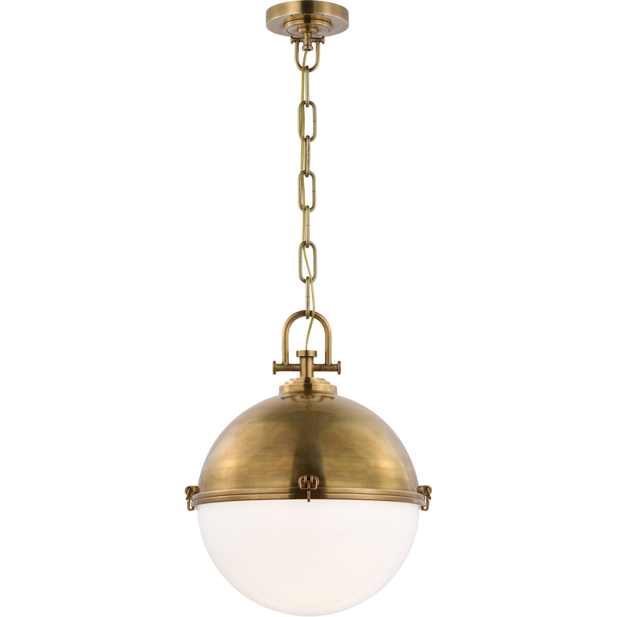 Chapman & Myers Adrian LED 17 inch Antique-Burnished Brass Globe Pendant Ceiling Light, Large 