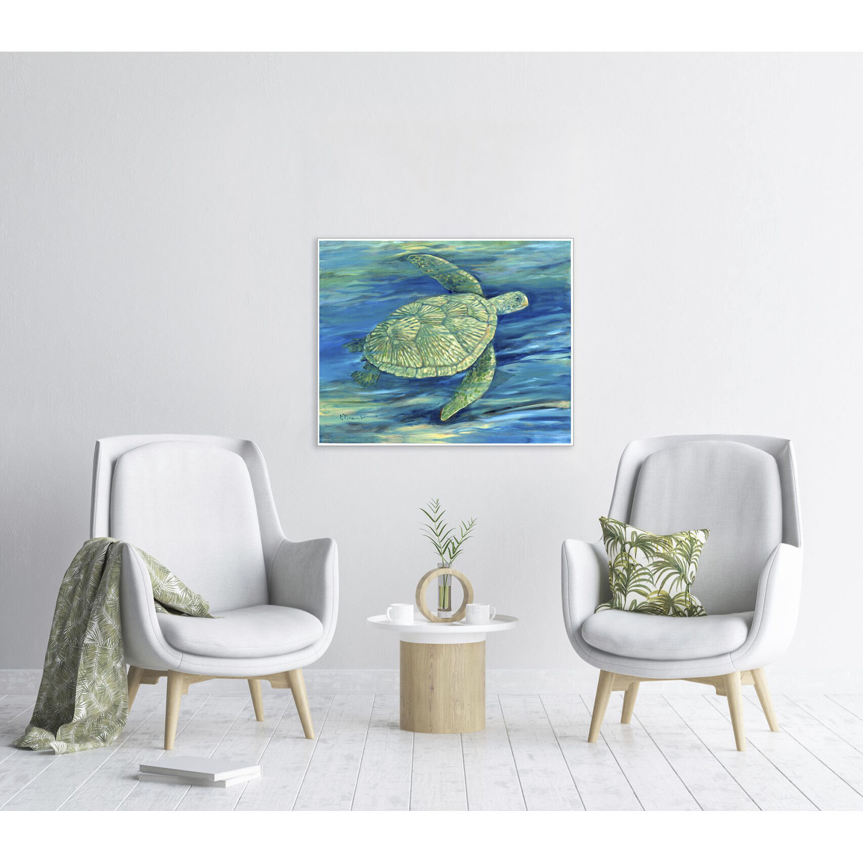 Lagoon Turtle Green and Blue Canvas, Propac