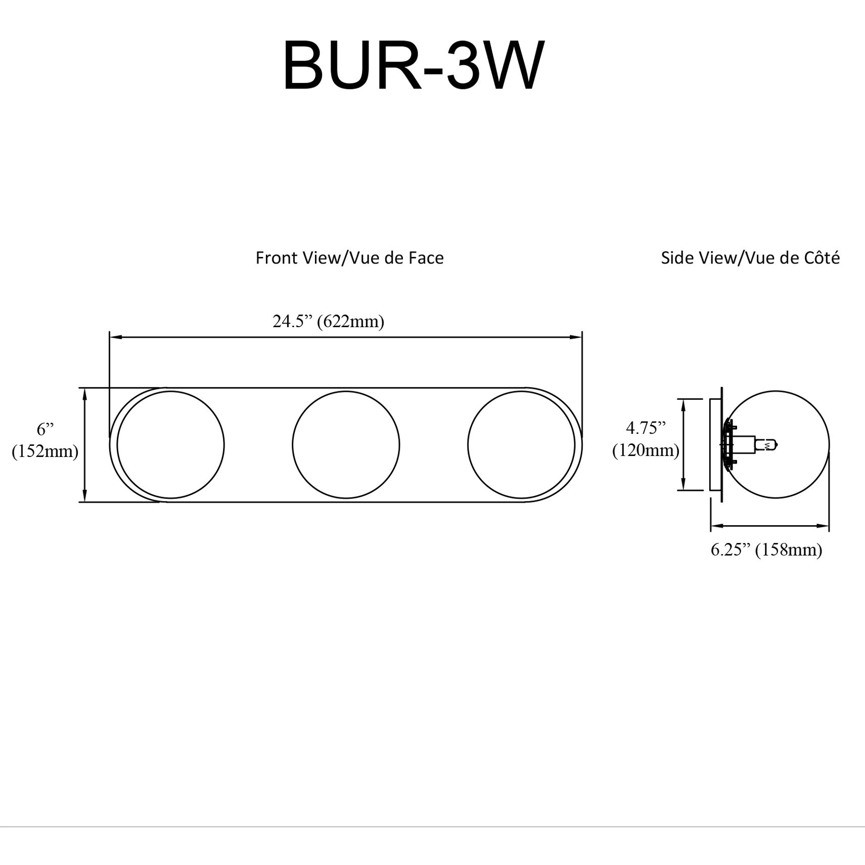 Burlat 3 Light 24.5 inch Polished Chrome Vanity Light Wall Light in White