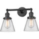 Franklin Restoration Small Cone 2 Light 6 inch Oil Rubbed Bronze Bath Vanity Light Wall Light in Clear Glass, Franklin Restoration