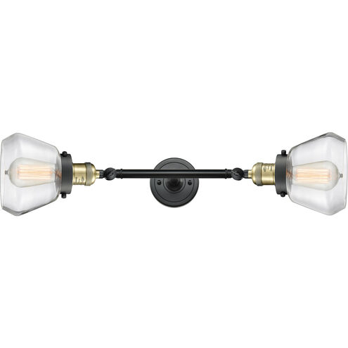 Franklin Restoration Fulton 2 Light 17 inch Black Antique Brass Bath Vanity Light Wall Light in Clear Glass, Franklin Restoration